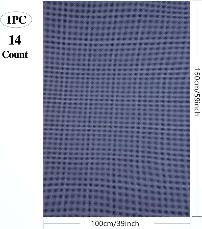 Zhenqing Premium Dark Blue Aida Cloth Cross Stitch Fabric - 14 Count, DarkBlue,39x59inch (100x150 cm) - Cotton for Embroidery & Needlework Projects - Image 3